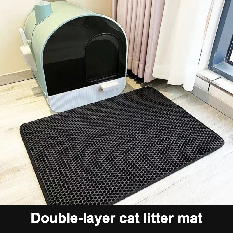 Cat litter mat in front of a litter box