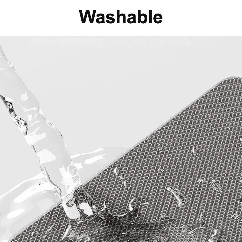 Rinsing the washable litter mat