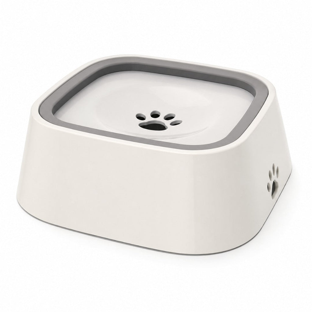No-spill dog water bowl with floating disc