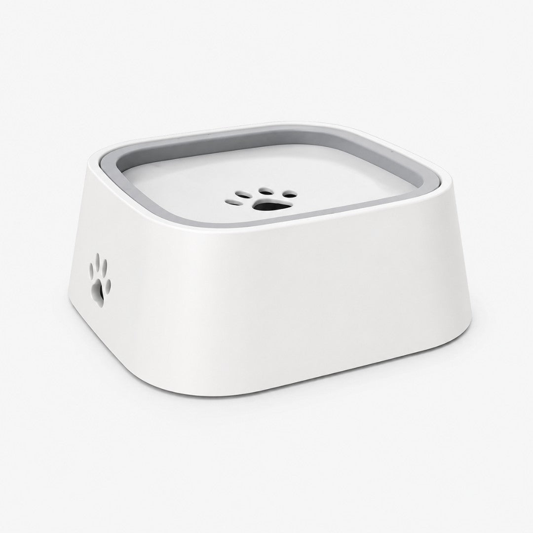 White no-spill dog water bowl