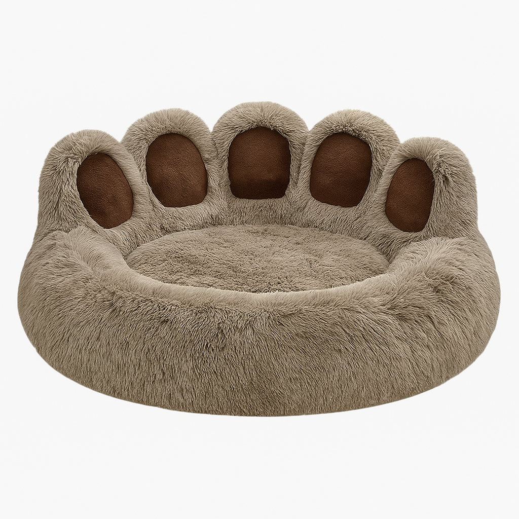 Chestnut paw-shaped donut pet bed