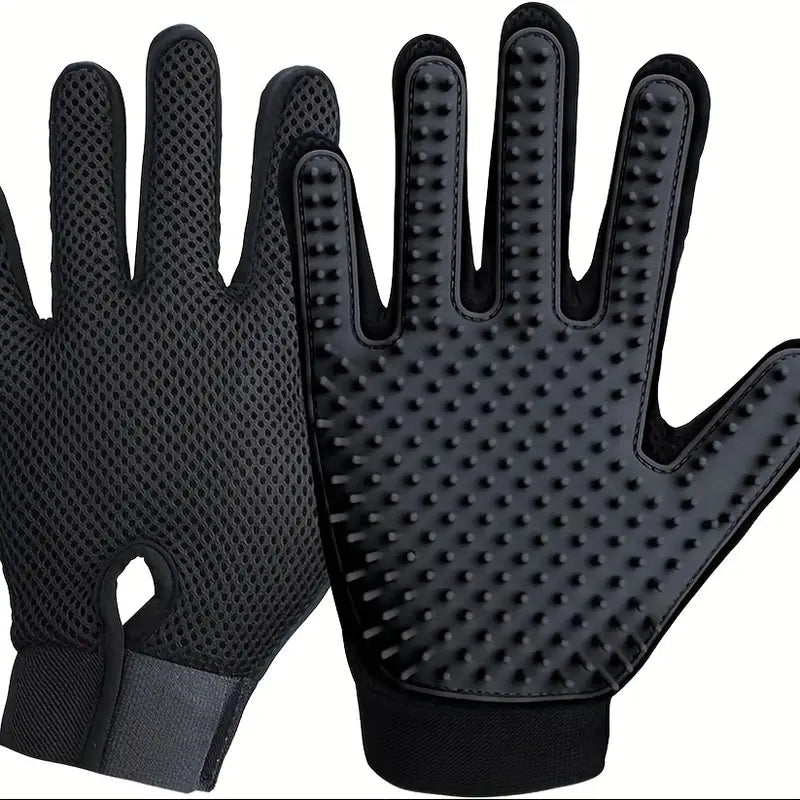 Pet grooming gloves, pair – black