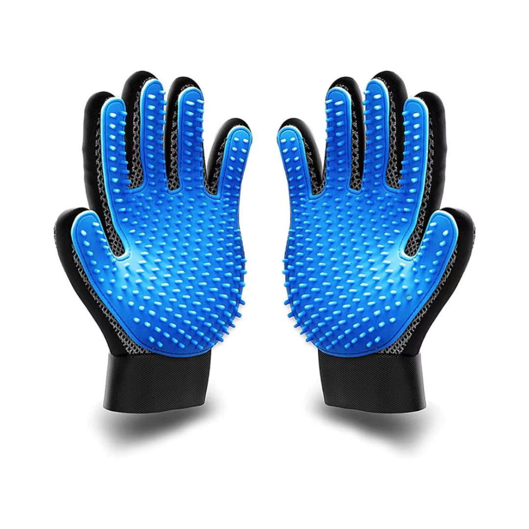 Pet grooming gloves, pair – blue
