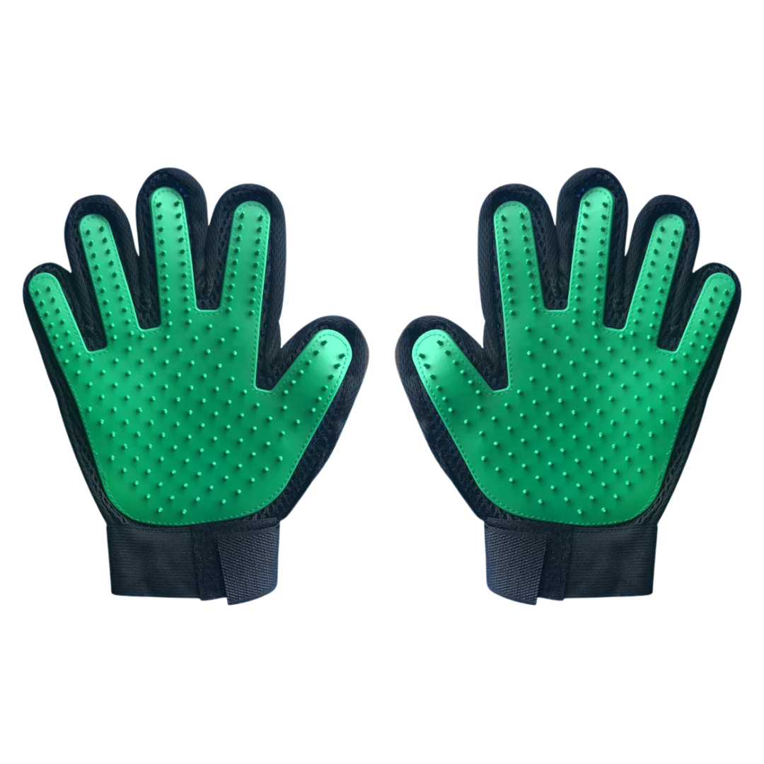 Pet grooming gloves, pair – green