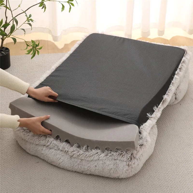 Plush Calming Dog Bed with Non-Slip Base and Removable Cover – product photo 24