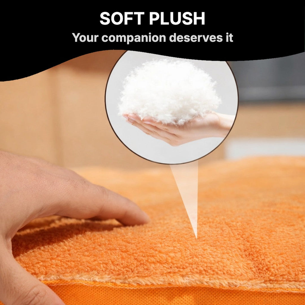 Close-up of the plush fabric and filling