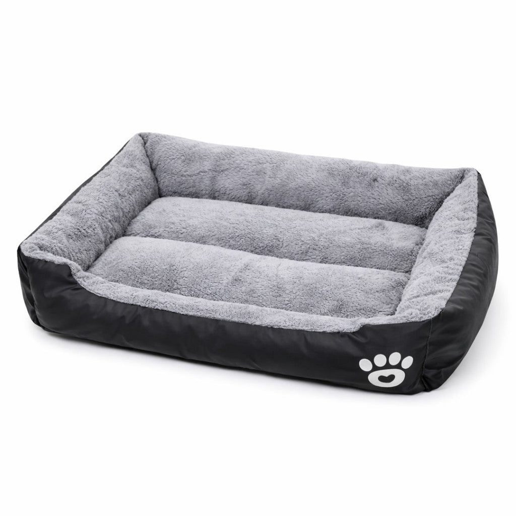 Black plush dog bed