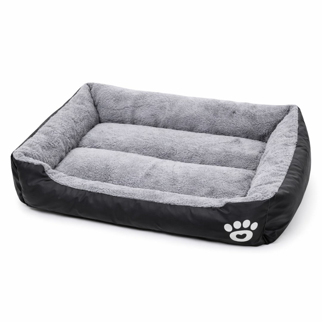 Black plush dog bed