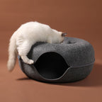 Round felt cat cave