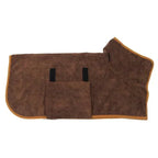 Brown dog drying robe