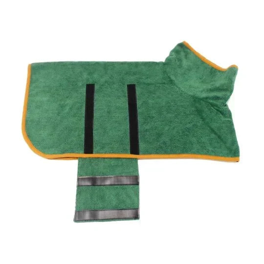 Green dog drying robe