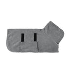 Grey dog drying robe