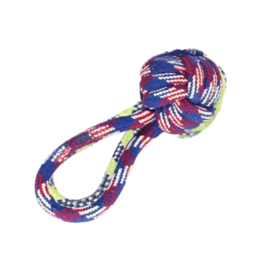 Rope ball dog toy – blue and red