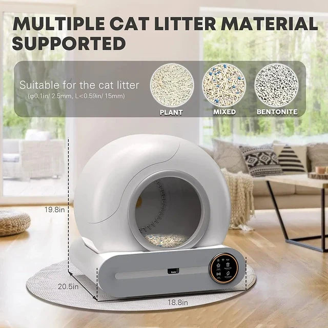 Automatic litter box with supported litter types