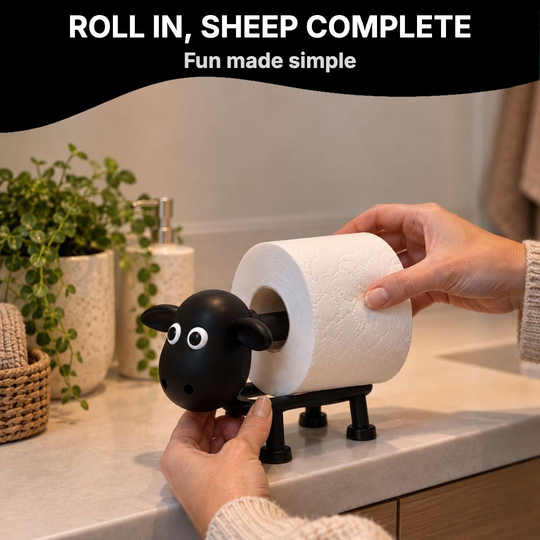 Sliding a toilet roll into the sheep holder