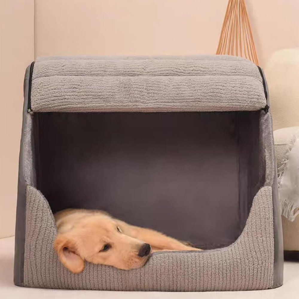 Pet lying inside the cave bed