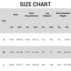 Pet sling carrier size chart