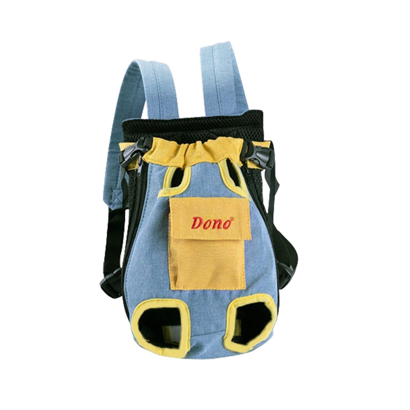 Blue and yellow pet carrier