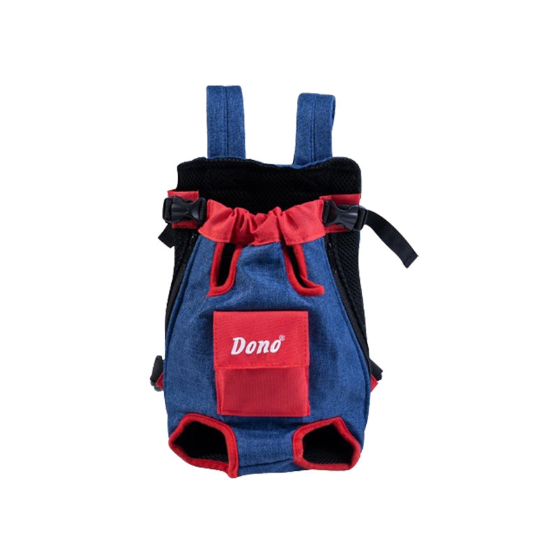 Red and blue pet carrier