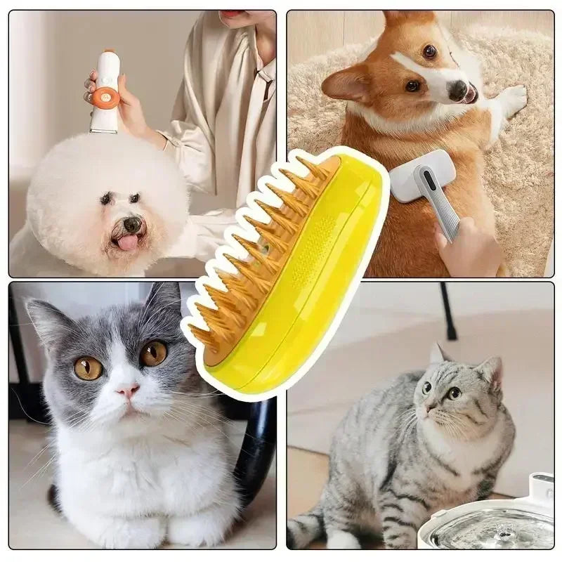 Steam brush used on dogs and cats