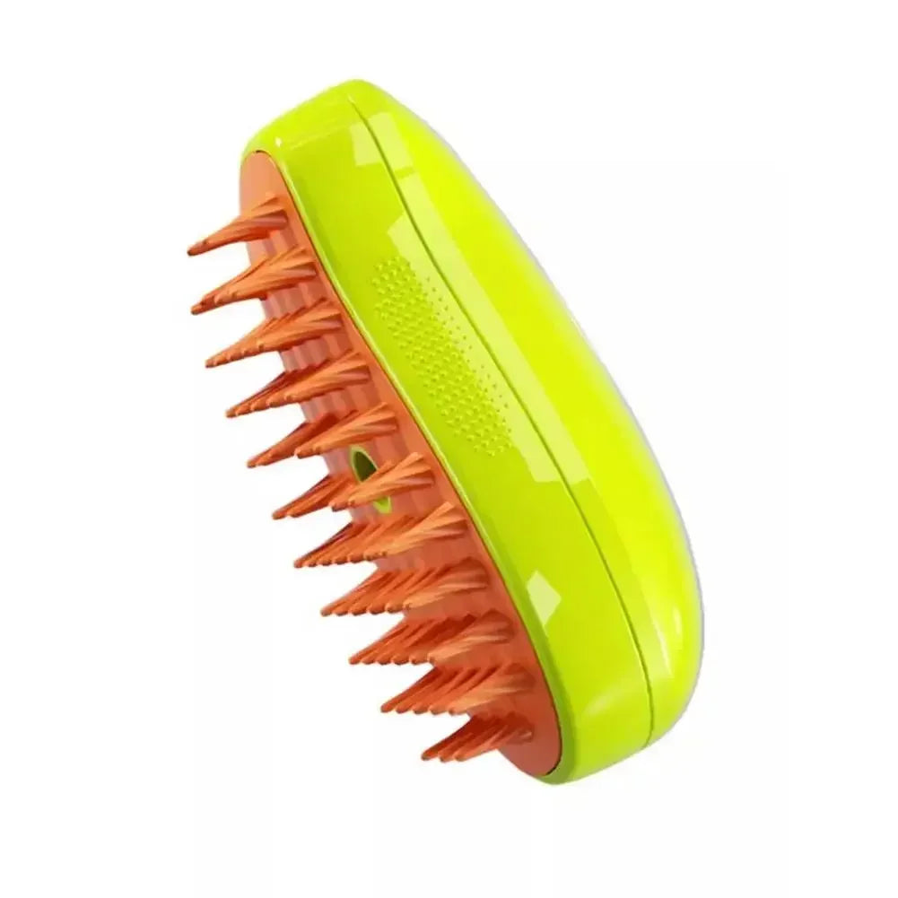 Steam grooming brush with silicone bristles