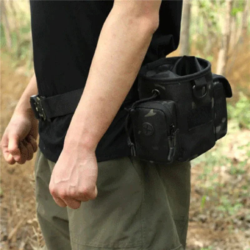 Treat pouch in use outdoors
